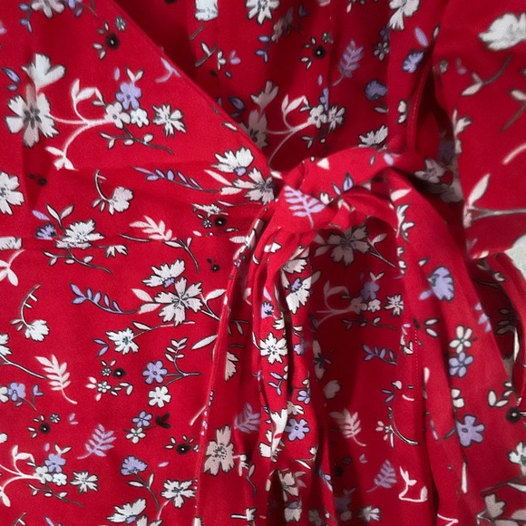 Red Floral Wrap Dress - Picture 2 of 4